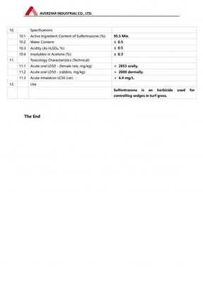 PD No. PD20220096 Sulfentrazone 95% Tech Herbicide for Optimal Weed Elimination